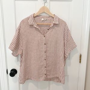 Cropped linen button down